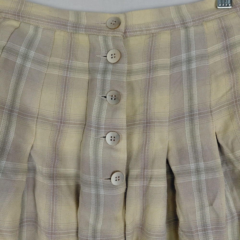 Pendleton Women's Sz 2 Yellow Plaid Pleated Short Skirt 100% Rayon Clueless READ - Picture 5 of 12